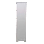 Armoire de rangement haute pour salle de bain - Tour à linge, blanche