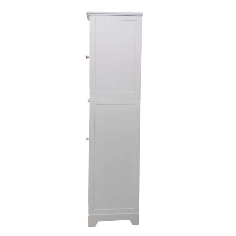 Armoire de rangement haute pour salle de bain - Tour à linge, blanche