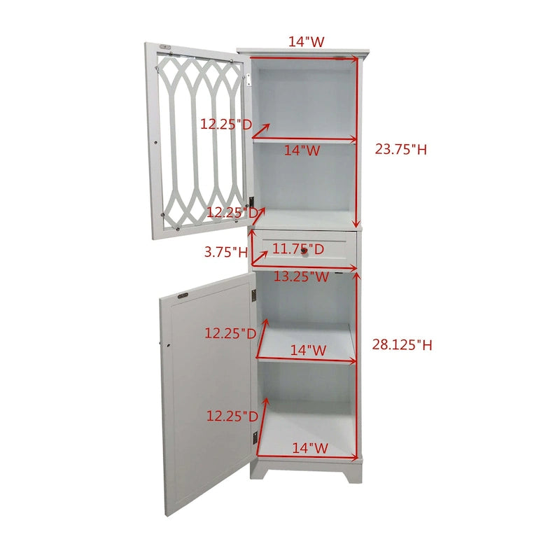 Armoire de rangement haute pour salle de bain - Tour à linge, blanche