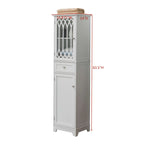 Armoire de rangement haute pour salle de bain - Tour à linge, blanche