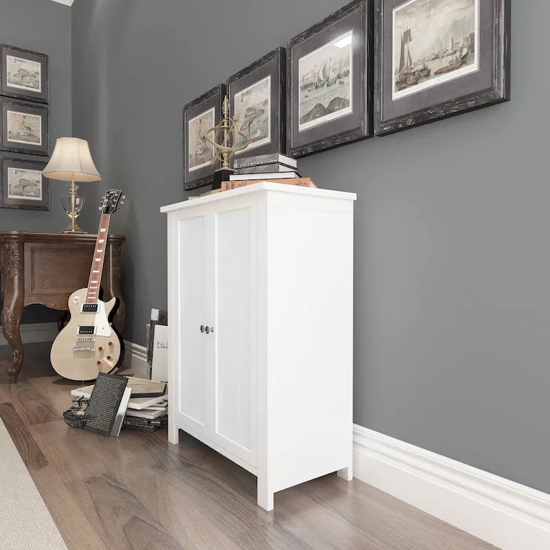 Armoire de rangement de sol en bois pour salle de bain avec 2 étagères réglables