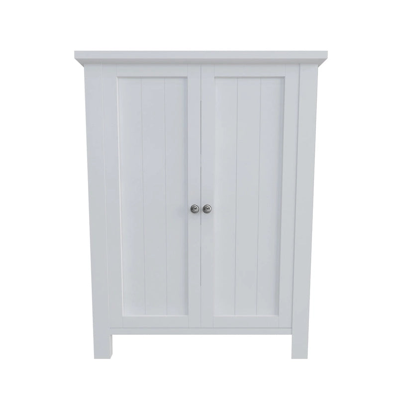 Armoire de rangement de sol en bois pour salle de bain avec 2 étagères réglables