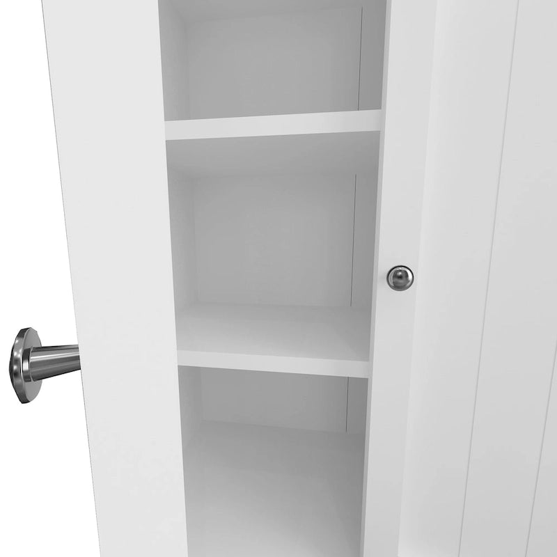 Armoire de rangement de sol en bois pour salle de bain avec 2 étagères réglables