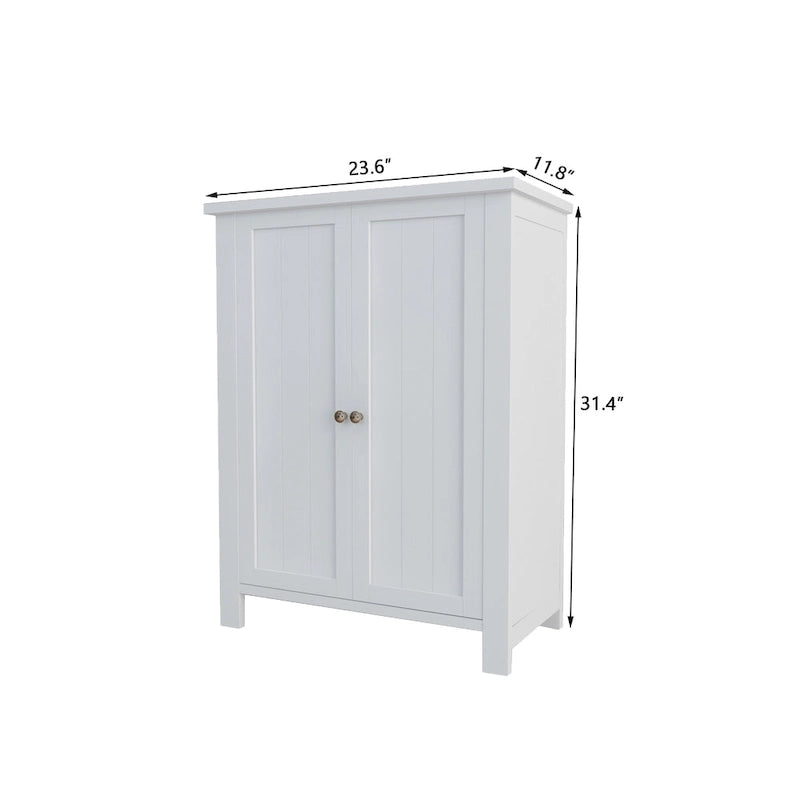 Armoire de rangement de sol en bois pour salle de bain avec 2 étagères réglables