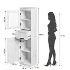 Armoire de salle de bain haute, armoire de rangement étroite avec portes et étagère réglable