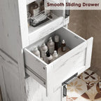 Armoire de salle de bain haute, armoire de rangement étroite avec portes et étagère réglable