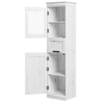 Armoire de salle de bain haute, armoire de rangement étroite avec portes et étagère réglable