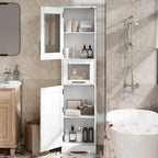 Armoire de salle de bain haute, armoire de rangement étroite avec portes et étagère réglable