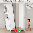 Armoire de salle de bain haute, armoire de rangement étroite avec portes et étagère réglable