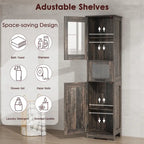 Armoire de salle de bain haute, armoire de rangement étroite avec portes et étagère réglable