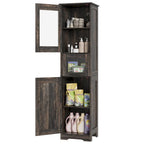 Armoire de salle de bain haute, armoire de rangement étroite avec portes et étagère réglable