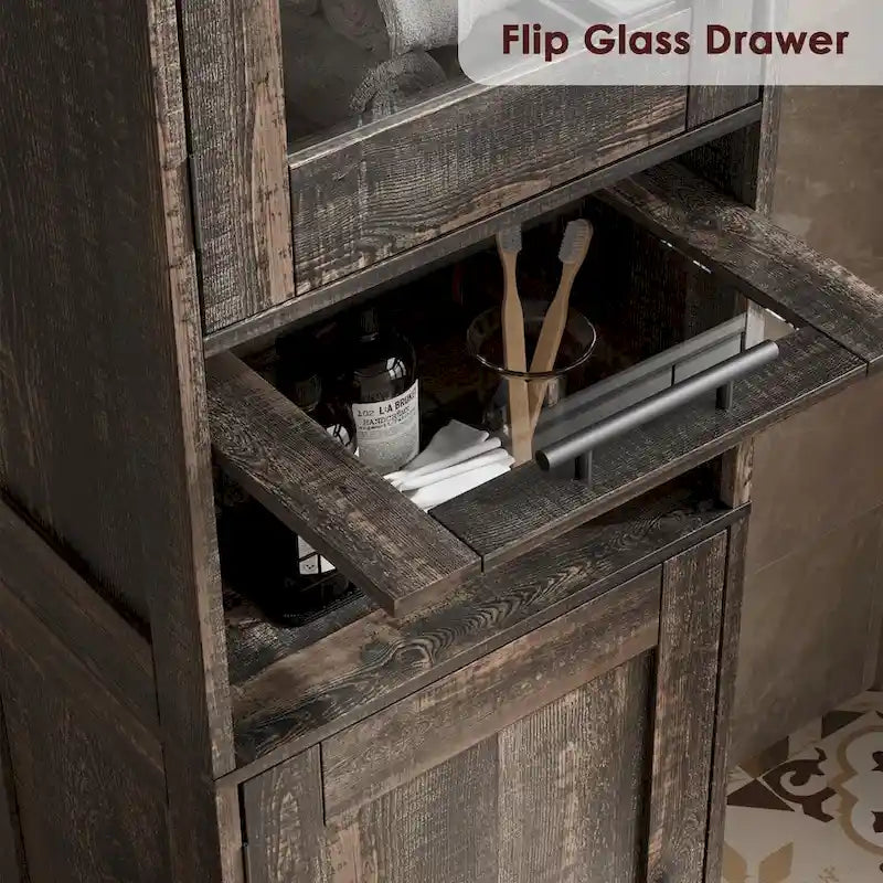Armoire de salle de bain haute, armoire de rangement étroite avec portes et étagère réglable