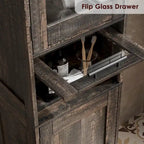 Armoire de salle de bain haute, armoire de rangement étroite avec portes et étagère réglable