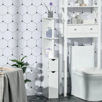 Armoire de rangement haute pour salle de bain Kleankin avec 2 étagères ouvertes et 2 portes, colonne à linge autoportante