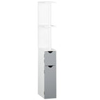 Armoire de rangement haute pour salle de bain Kleankin avec 2 étagères ouvertes et 2 portes, colonne à linge autoportante