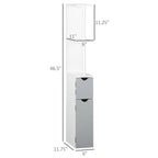 Armoire de rangement haute pour salle de bain Kleankin avec 2 étagères ouvertes et 2 portes, colonne à linge autoportante
