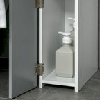 Armoire de rangement haute pour salle de bain Kleankin avec 2 étagères ouvertes et 2 portes, colonne à linge autoportante