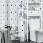 Armoire de rangement haute pour salle de bain Kleankin avec 2 étagères ouvertes et 2 portes, colonne à linge autoportante