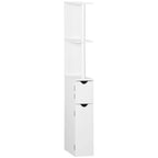 Armoire de rangement haute pour salle de bain Kleankin avec 2 étagères ouvertes et 2 portes, colonne à linge autoportante