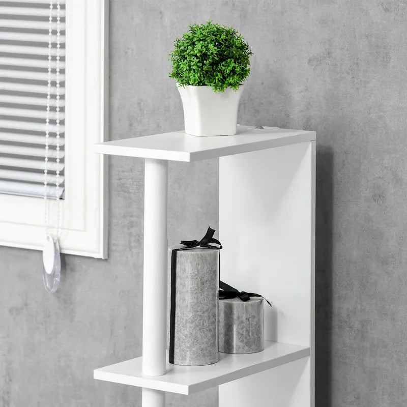 Armoire de rangement haute pour salle de bain Kleankin avec 2 étagères ouvertes et 2 portes, colonne à linge autoportante