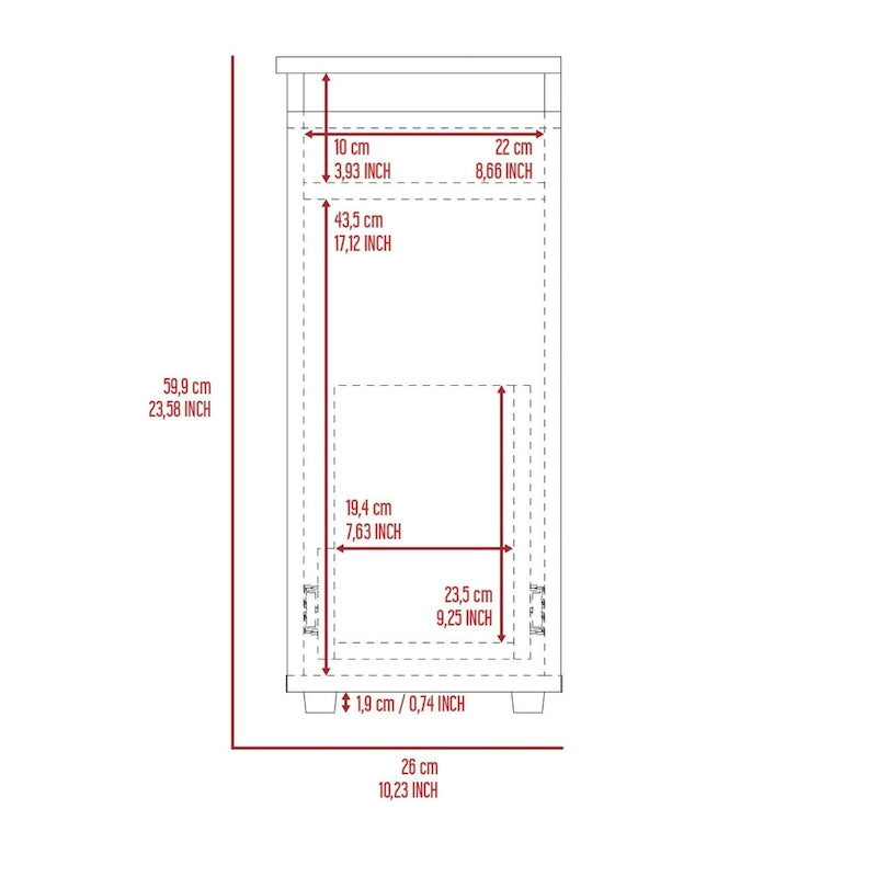 Meuble de rangement de salle de bain TUHOME Ventus avec plateau relevable et tiroir