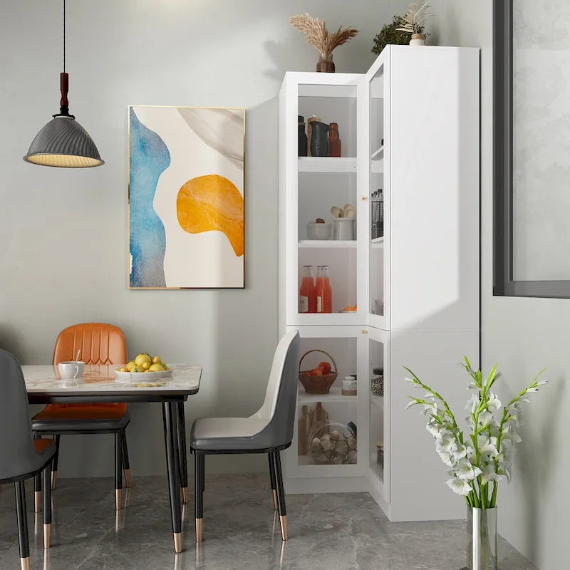 Meuble de salle de bain d'angle blanc 78,7 cm de hauteur - Rangement élégant pour toutes les pièces