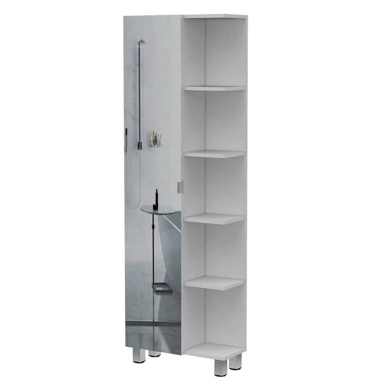 Armoire à linge avec miroir et 5 étagères ouvertes FM Furniture Los Angeles