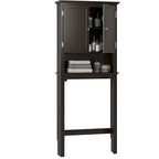 UTEX Rangement de salle de bain au-dessus des toilettes, meuble de rangement avec étagères réglables et double porte