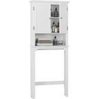 UTEX Rangement de salle de bain au-dessus des toilettes, meuble de rangement avec étagères réglables et double porte