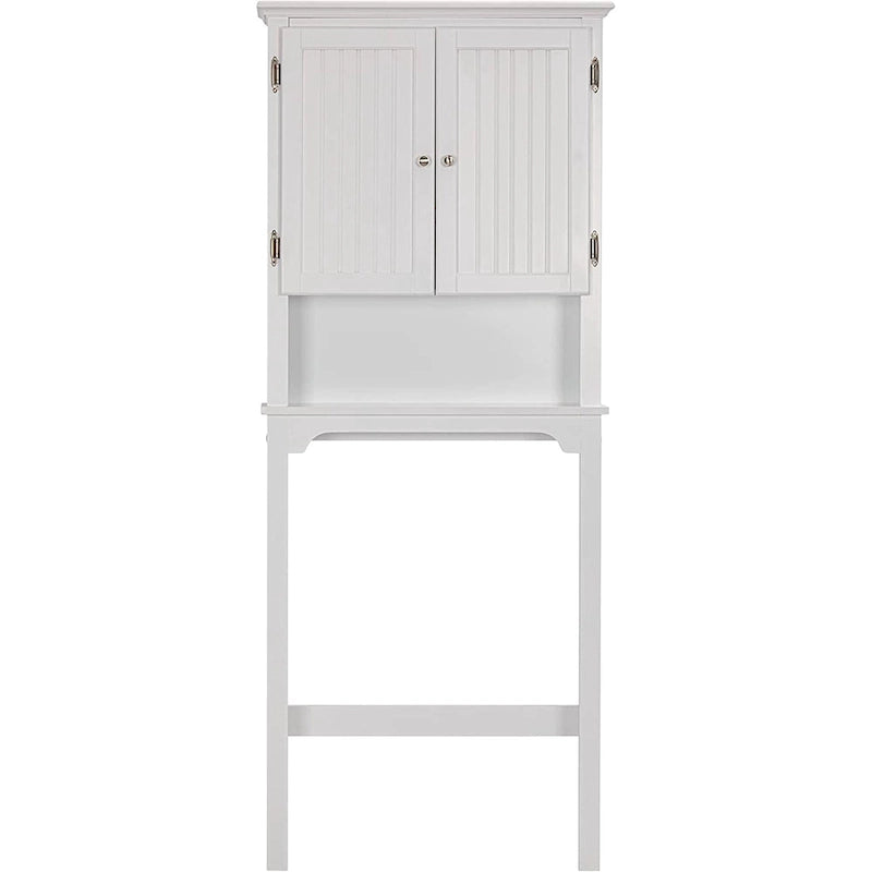 UTEX Rangement de salle de bain au-dessus des toilettes, meuble de rangement avec étagères réglables et double porte