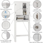 UTEX Rangement de salle de bain au-dessus des toilettes, meuble de rangement avec étagères réglables et double porte