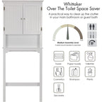 UTEX Rangement de salle de bain au-dessus des toilettes, meuble de rangement avec étagères réglables et double porte