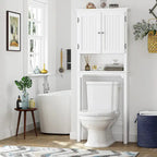 UTEX Rangement de salle de bain au-dessus des toilettes, meuble de rangement avec étagères réglables et double porte