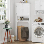 UTEX Rangement de salle de bain au-dessus des toilettes, meuble de rangement avec étagères réglables et double porte