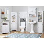 UTEX Rangement de salle de bain au-dessus des toilettes, meuble de rangement avec étagères réglables et double porte