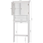 UTEX Rangement de salle de bain au-dessus des toilettes, meuble de rangement avec étagères réglables et double porte