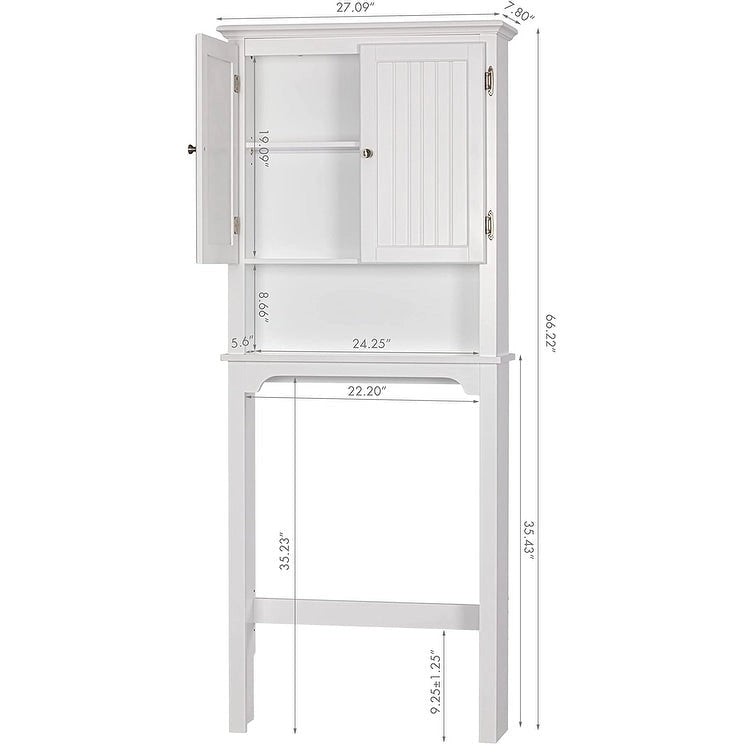 UTEX Rangement de salle de bain au-dessus des toilettes, meuble de rangement avec étagères réglables et double porte
