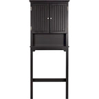 UTEX Rangement de salle de bain au-dessus des toilettes, meuble de rangement avec étagères réglables et double porte