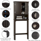 UTEX Rangement de salle de bain au-dessus des toilettes, meuble de rangement avec étagères réglables et double porte
