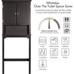 UTEX Rangement de salle de bain au-dessus des toilettes, meuble de rangement avec étagères réglables et double porte