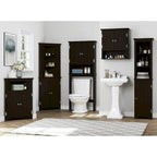 UTEX Rangement de salle de bain au-dessus des toilettes, meuble de rangement avec étagères réglables et double porte