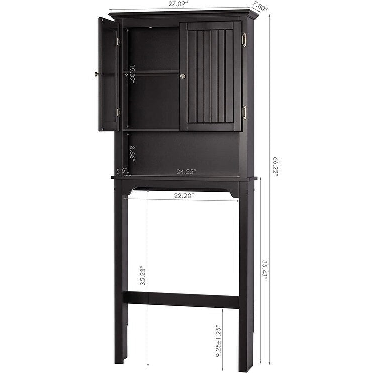UTEX Rangement de salle de bain au-dessus des toilettes, meuble de rangement avec étagères réglables et double porte