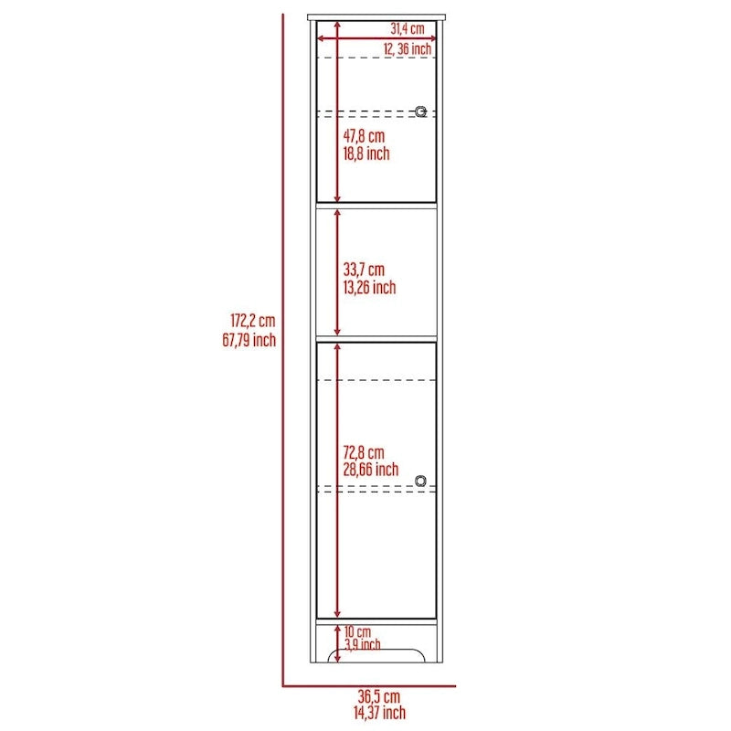 Armoire à linge Ibis de 35,5 cm de large avec portes doubles, 4 étagères intérieures et 2 placards
