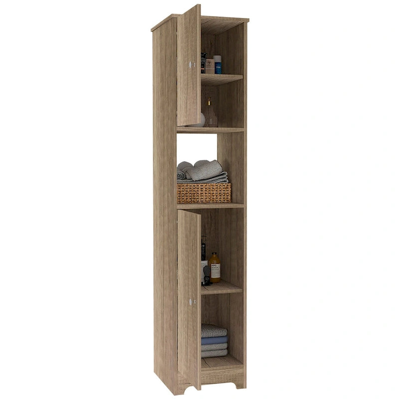 Armoire à linge Ibis de 35,5 cm de large avec portes doubles, 4 étagères intérieures et 2 placards