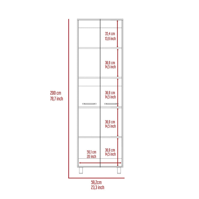 Armoire à linge Ibis de 35,5 cm de large avec portes doubles, 4 étagères intérieures et 2 placards