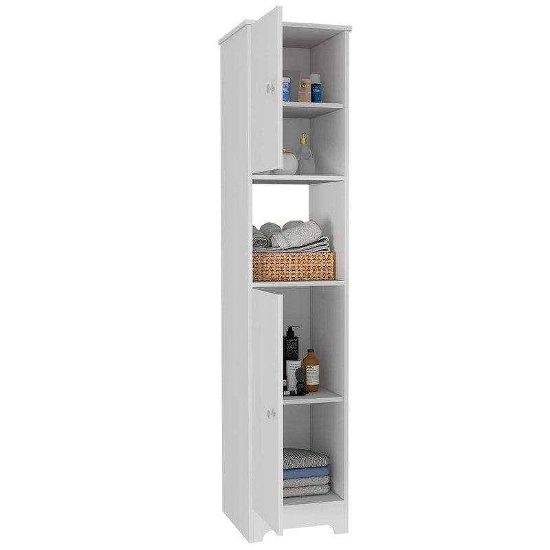 Armoire à linge Ibis de 35,5 cm de large avec portes doubles, 4 étagères intérieures et 2 placards