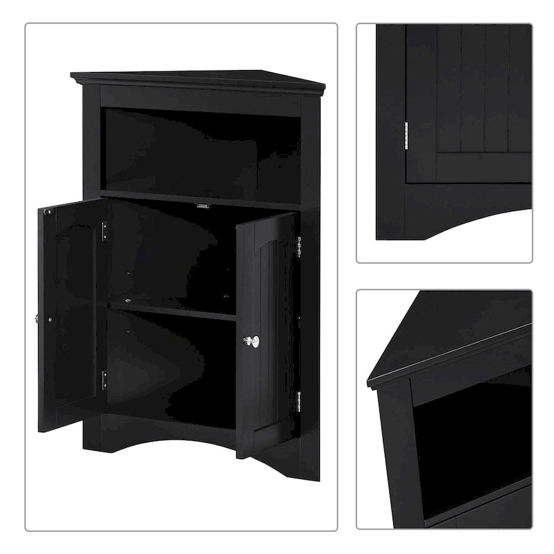 Armoire de rangement d'angle classique et élégante en bois, pour usage intérieur