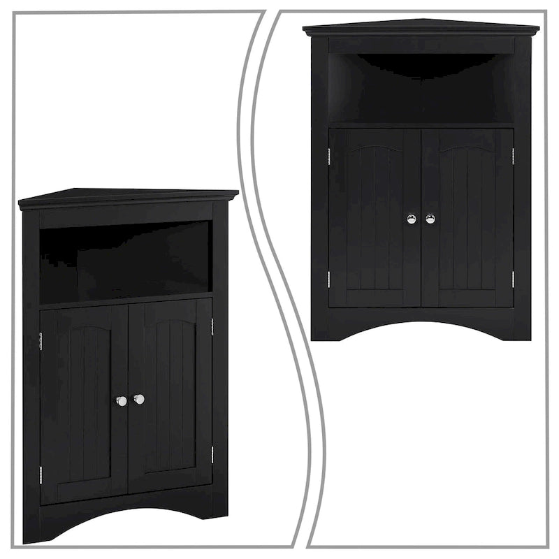 Armoire de rangement d'angle classique et élégante en bois, pour usage intérieur