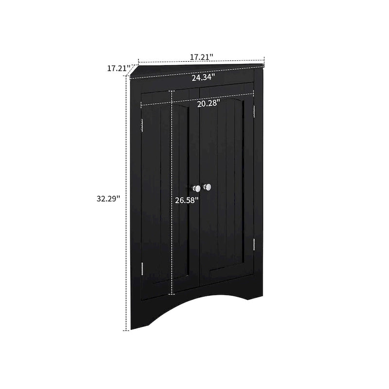 Armoire de rangement d'angle classique et élégante en bois, pour usage intérieur