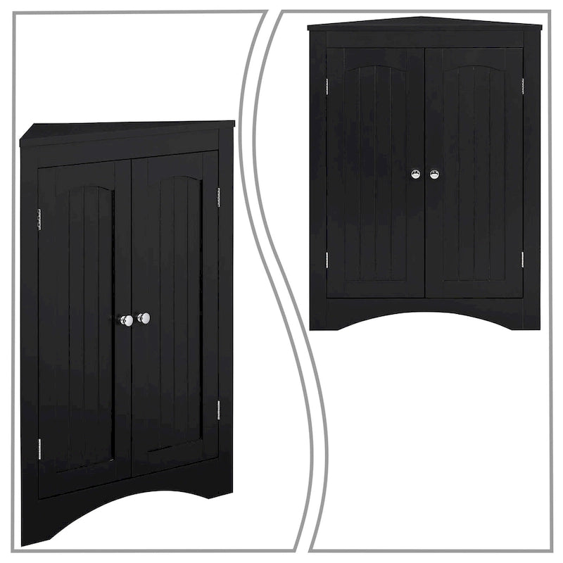 Armoire de rangement d'angle classique et élégante en bois, pour usage intérieur